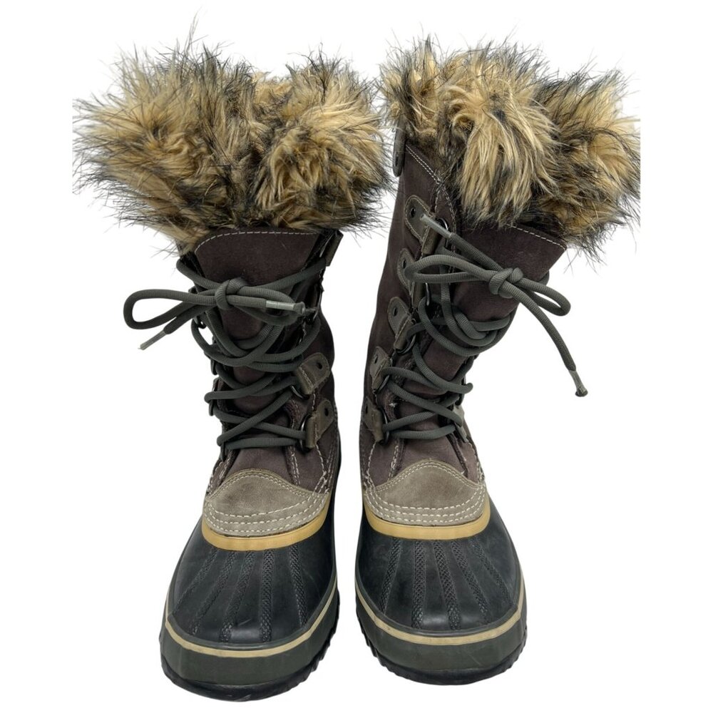 Sorel Women's Joan Of Arctic Snow Boots Size 7 Faux Fur Winter Shoes Brown